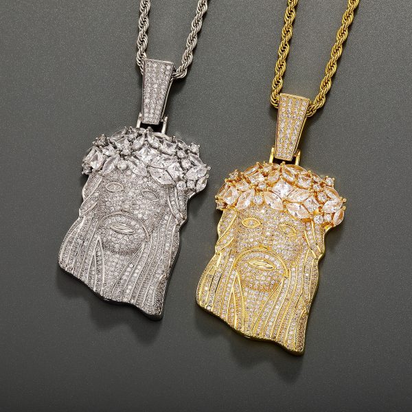 Iced Out Jesus Piece Pendant Set - 14K Gold & Silver Plated CZ Hip Hop Necklaces